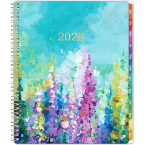 2026 Planner - 2026 Planner Weekly and Monthly, Planner 2026, Jan 2026 - Dec 2026, 9" x 11", Calendar Planner 2026 with Colourful Tabs & Pocket, Flexible Cover, -Wire Binding- Oil Painting