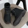 JOUSEN Men's PU Leather Chukka Boots - Camping, Casual Daily, Classic & Retro, All Seasons, Stable Round-Toe, Zip + Lace, Side Zipper for Quick On/Off, Exquisite Stitches