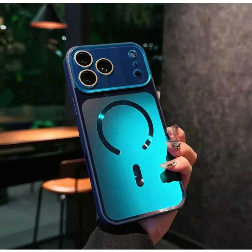 [Flowing Light and Colorful Design]Large window flowing sand magnetic protective case for iPhone 17 Pro Max, with panoramic view window, flowing light and colorful design, compatible with MagSafe, shockproof protective cover, suitable for iPhone 16, 15, 1