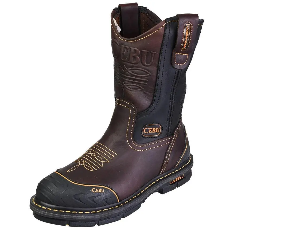 MEN'S 10" PULL ON STEEL TOE NON SLIP SOLE LEATHER WORK BOOTS -CEBU FARMER