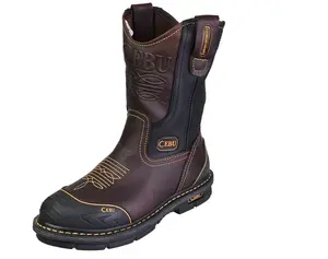 MEN'S 10" PULL ON STEEL TOE NON SLIP SOLE LEATHER WORK BOOTS -CEBU FARMER