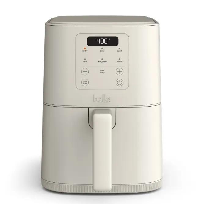 bella 4 Qt Slim Digital Air Fryer with EverGood Ceramic Nonstick Coating, 6 Preset Cooking Options, Oatmilk
