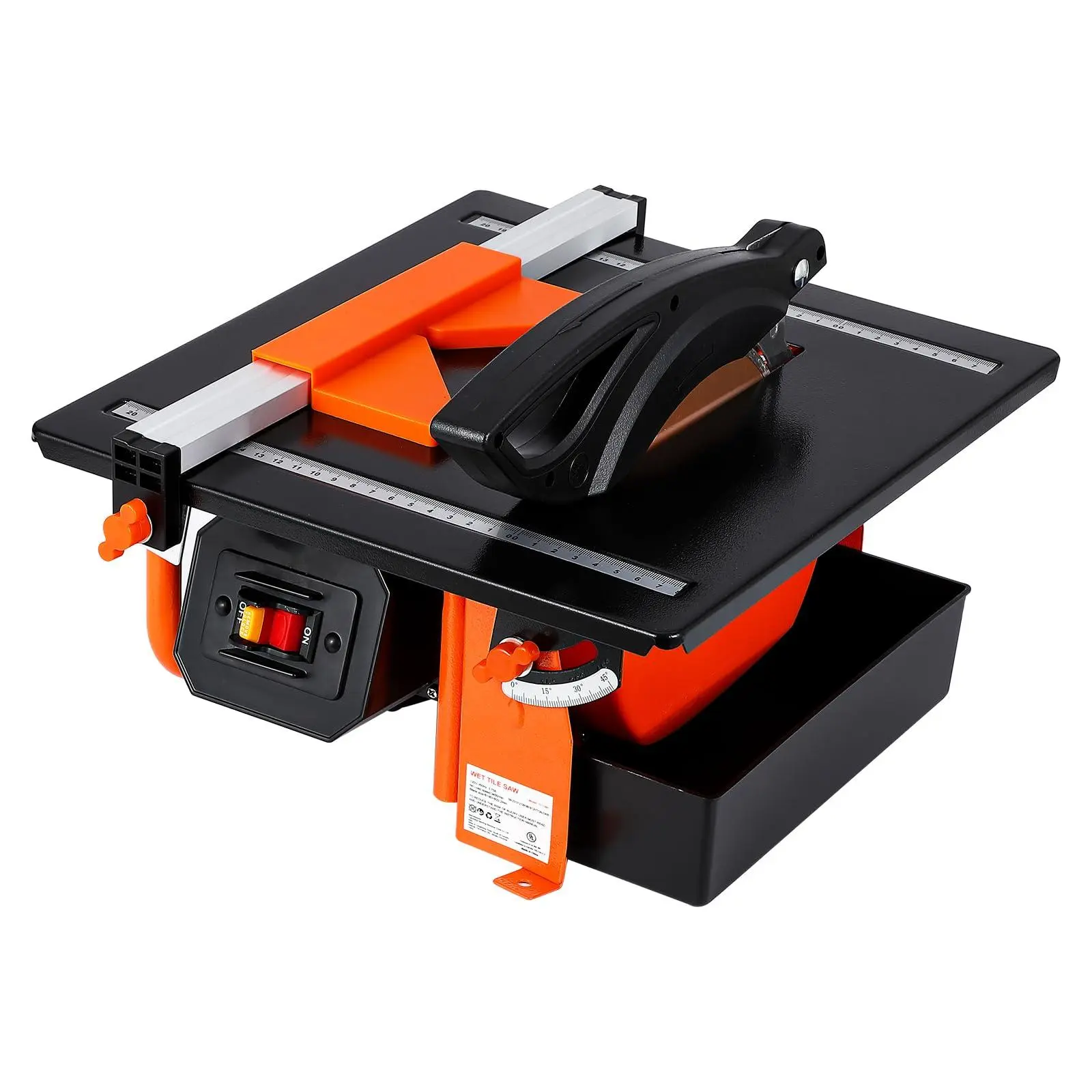 7 inch Wet Tile Saw, 3450 RPM, Bevel cuts tile from 0 to 45 Degrees, Tile Cutter Wet Saw with Water Reservoir for Cutting Tiles and Stones, for DIY Enthusiasts