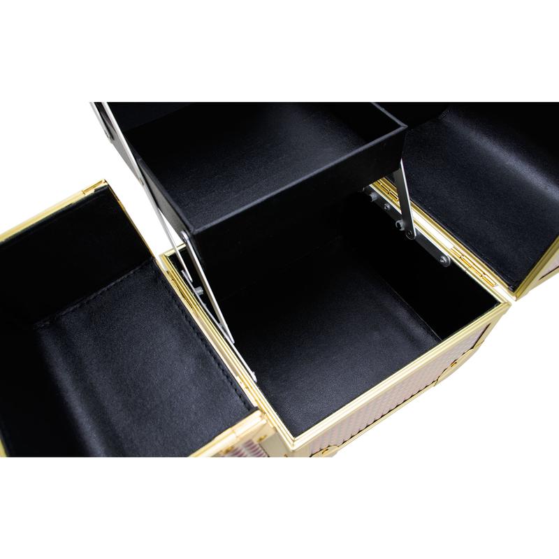 VER Beauty Makeup Train Case Organizer Storage Portable Travel Cosmetic 2 Pull Out Trays with Mirror