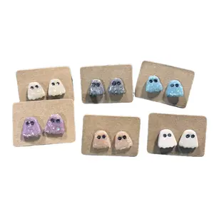 Small Ghost Stud Earrings | Polymer Clay | Handmade