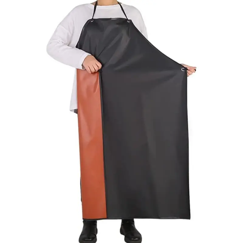 Chemical Resistant Work Cloth - Adjustable Bib Butcher Apron Waterproof Rubber Vinyl Apron Blacks No Brand