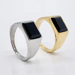 Minimalist Rectangle signet ring, Geometric Minimalist Ring for men and women, Waterproof pinky ring