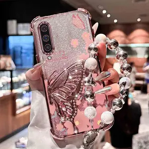 Cherry Blossoms & Butterfly Glitter Phone Case for Samsung Galaxy A50/A50s/A20s