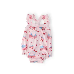 Fancy Flags Ruffle Cross Back Romper
