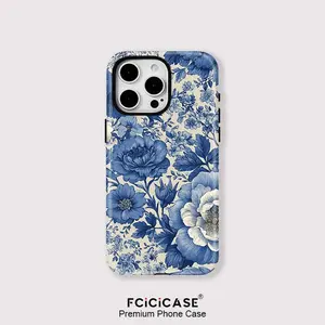 Fcicicase Silicone Flower Phone Case for iPhone 13 14 Pro Max 15 Plus 16 Pro 12 11 Shockproof 2 in 1 Magnetic MagSafe Cover