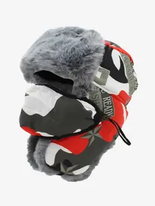 Autumn Winter Lei Feng Hat Outdoor Warm Thick Flight Cap with Thermal Mask Camouflage Irregular Pattern Cycling Hat Outdoor Fishing Cap