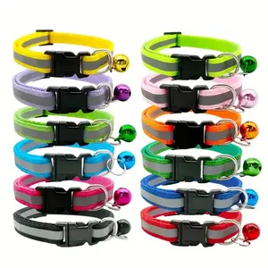 Glow-In-The-Dark Reflective Cat Collar with Bell, Adjustable Outdoor Night Safety Pet Collar, High Visibility for Cats