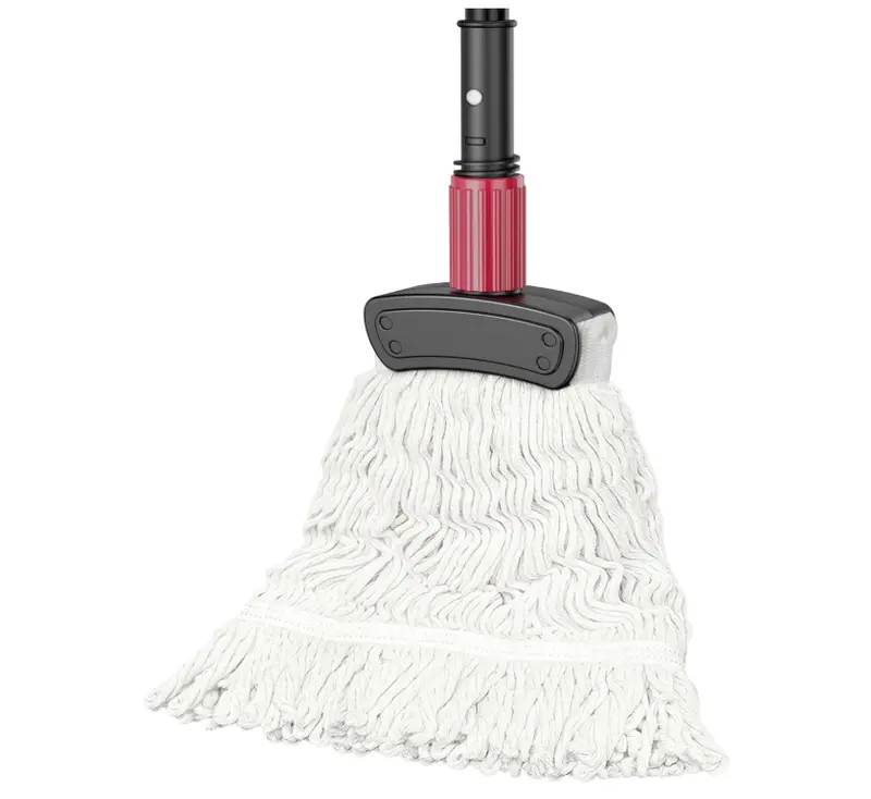 Commercial Mops for Floor Cleaning - Looped-End Heavy Duty Wet Mop with Long Handle for Hardwood Wood Tile Vinyl - Reusable Cotton Head for Home Garage Kichen Bathroom