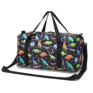 Versatile Dinosaur & Unicorn Travel Bag - Large Capacity, Durable Polyester, Machine Washable - Perfect for Sports Gear, Yoga, and Weekend Getaways