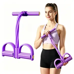 Portable 6-Tube Pedal Resistance Band Trainer, Elastic Pull Rope Exercise Equipment, Multifunctional for Home Workouts & Yoga Stretching, Home Gym Kit