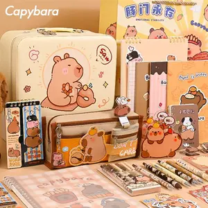 Capybara Themed Stationery Gift Set, 1 Set Pens & Sticky Notes &  Pencil Case & Stickers and Accessories, Cute Study Essentials Pack for Students Kids, Desk Supplies Set