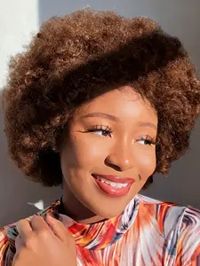 8 Inch Short Afro Kinky Curly Wigs for Women, Human Hair Pixie Cut, Bouncy Curly Human Hair Wigs, Stylish & Natural Look, Glueless Wig