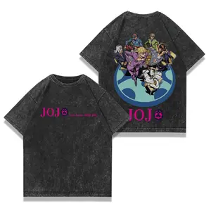 Manga JoJo's Bizarre Adventure T-shirt Gothic Y2k Washed Oversized T Shirt Men's Unisex Clothing Short Sleeve Cotton Tee Tops