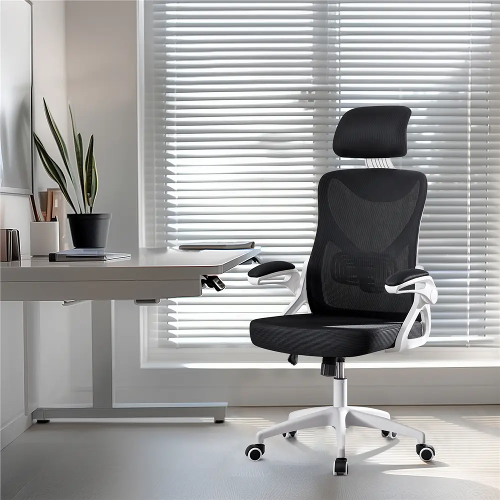 Costoffs Ergonomic Office Chair - Sturdy Cool Mesh Back, Padded Seat, Adjustable Height & Headrest, 360° Rotation, Rock Function, Self-Adjusting Armrests, Space-Saving Design, 300lbs Capacity, Easy Assembly, Supportive Sitting Desk Chair for WFH Setup