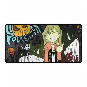 Soul Eater Desk Mat, Maka Albarn with Halloween Art Style, Large Gaming Mouse Pad, Anti-Slip Rubber Base, Vibrant Print