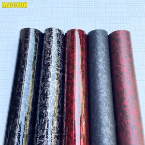 New 2026 PET Forged Carbon Fiber Red Silver Black Carbon Vinyl Wrap Film Self Adhesive DIY Vinyl Car Stickers For Motorcycle Wrapping car decor accessories
