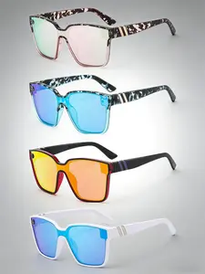 Unisex Stylish Trendy Tinted Lens Full Frames Sunglasses, Lightweight Durable Sunglasses, Outdoor Sports Driving Fishing Uv Protection Sunglasses, Fashion Accessories for Outdoor Activities