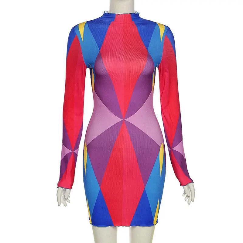 Turtleneck Color-Block Mini Dress