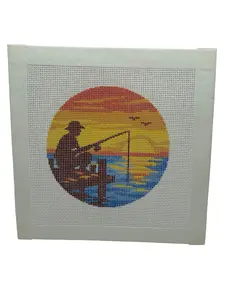 Fishing at Sunset Needlepoint Canvas