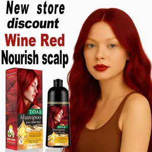TOAE 3-in-1 Shampoo - Natural Herbal Ingredients Suitable for Female/Male Hair Coloring 15 minutes to quickly cover gray hair, gentle and non-damaging to the hair and scalp, a variety of colors to choose from black/wine red/chestnut/golden Dye with bleach