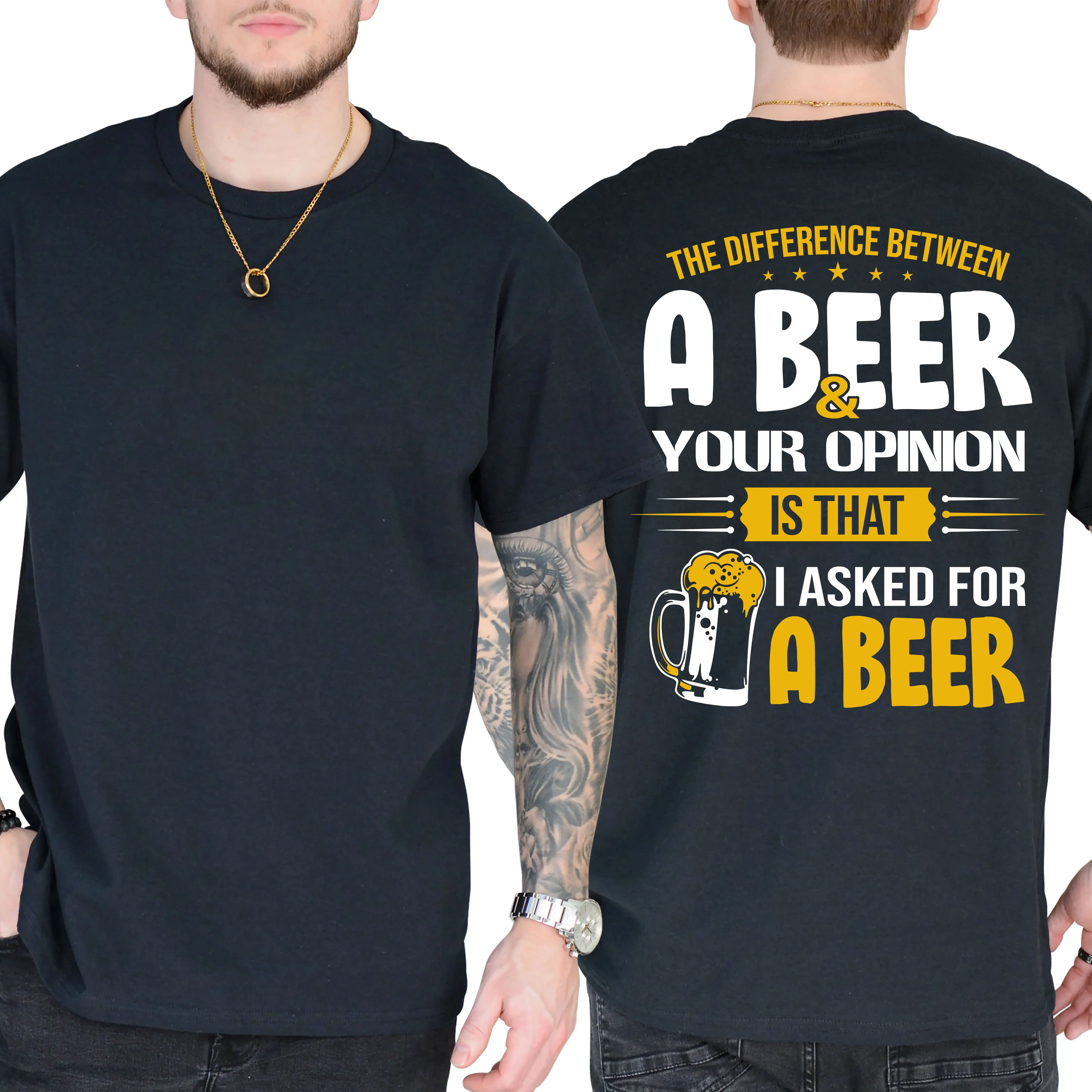The Difference Between a Beer and Your Opinion Funny T-Shirt  Sarcastic Quote Graphic Tee  Unisex Cotton Shirt