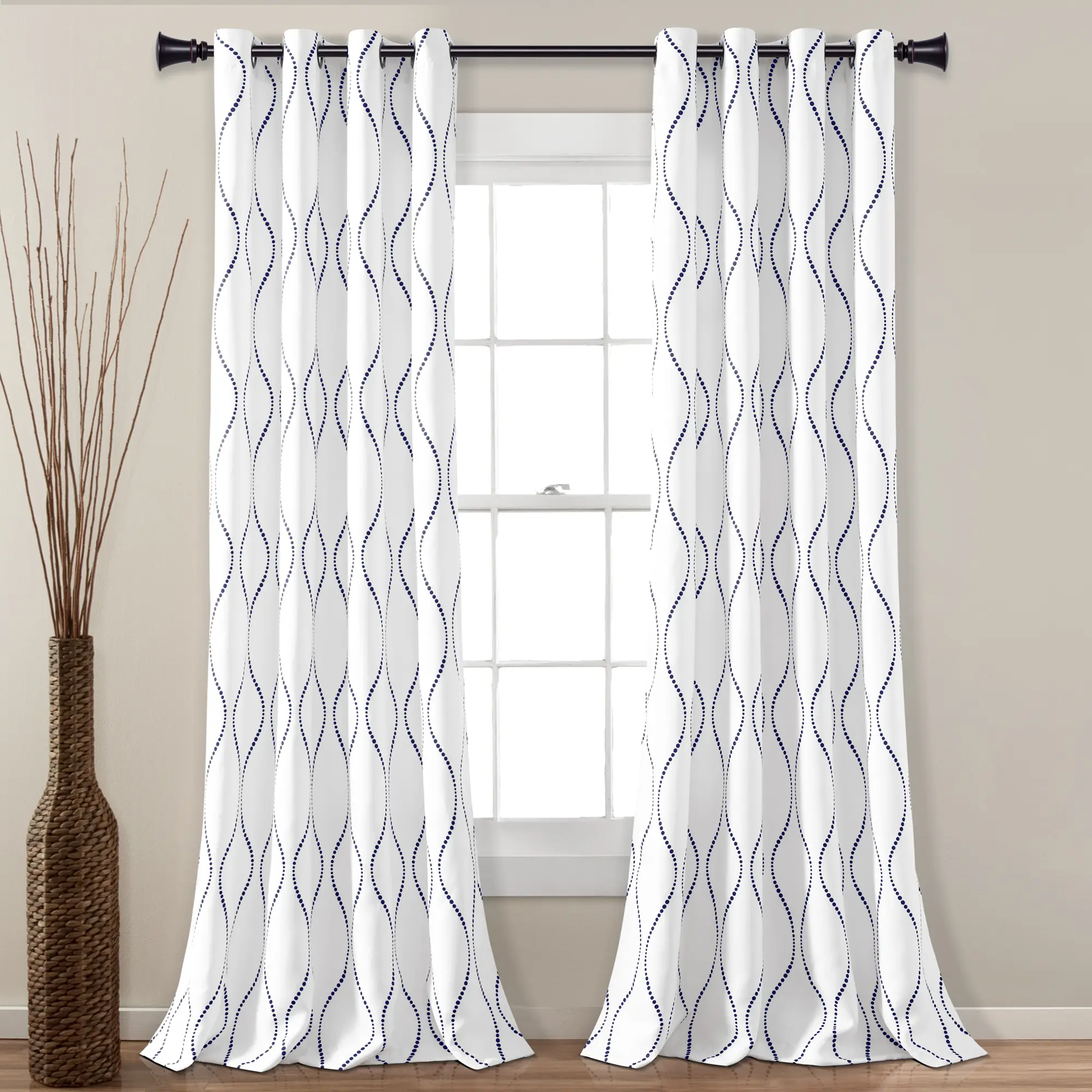 Lush Decor Swirl Light Filtering Window Curtains Pair 52" Wide 84/95'' Lengths Polyester Grommets Machine Washable Room Darkening Option - Curtaintrack