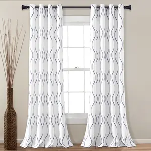Lush Decor Swirl Light Filtering Window Curtains Pair 52" Wide 84/95'' Lengths Polyester Grommets Machine Washable Room Darkening Option - Curtaintrack