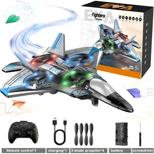 Long-Flight LED RC Fighter Jet Drone for Kids – One-Key Return, Durable Foam Airplane with Stunts, 2.4GHz Remote Control, Colorful Lights, Easy-to-Fly Toy Aircraft