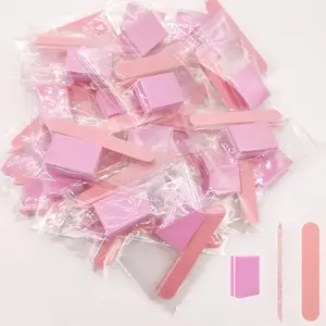 30pcs Pink Nail Art Kit: Disposable Mini Nail File, Buffer Pad & Stick Set for DIY Jewelry Polishing and Manicure Nail Care Tool