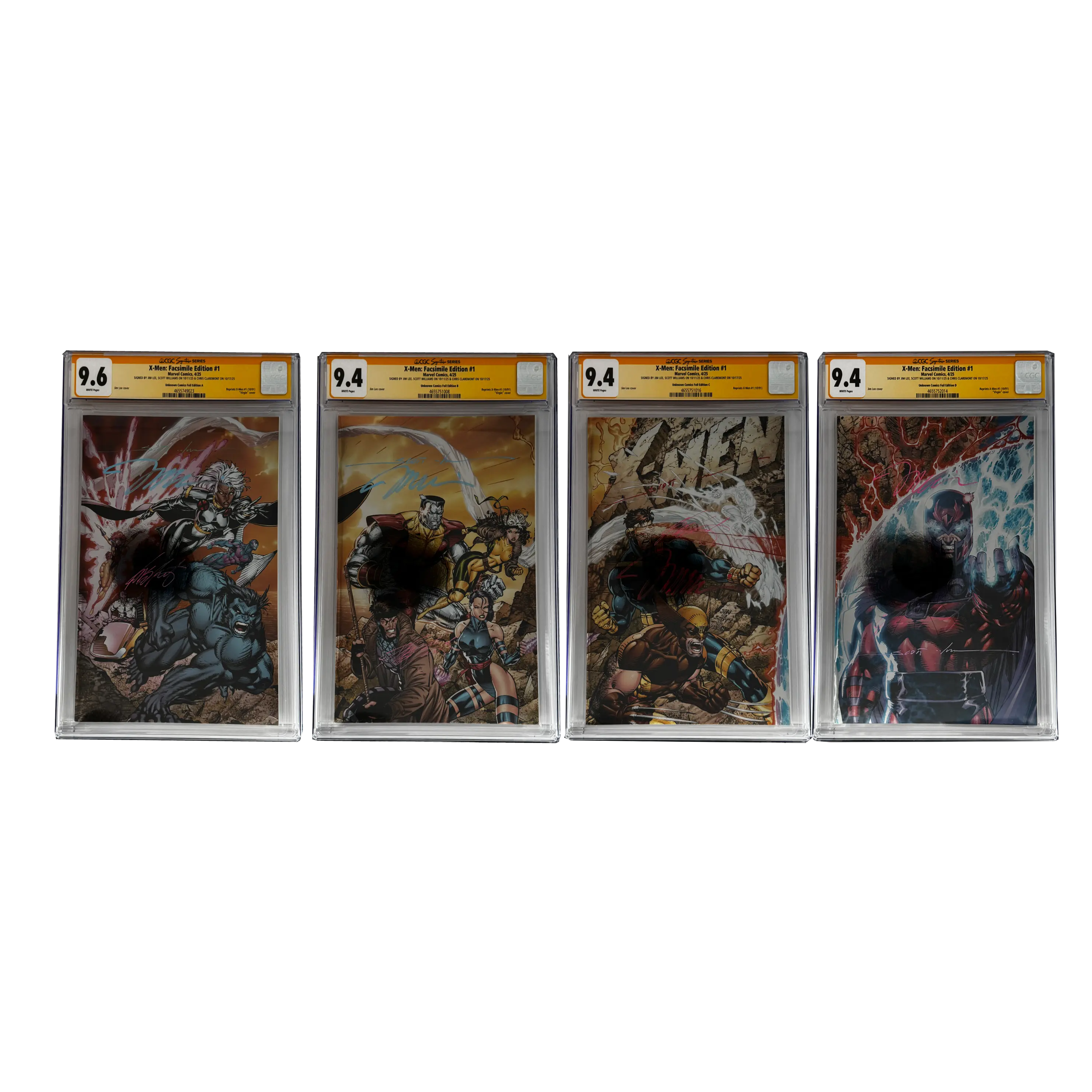 X-Men 1991 #1 Facsimile Limited Ed. Best-Selling Comic Book 4-Pack - Triple-Signed, CGC Yellow Label, Jim Lee/Claremont/Williams Cover Var (Set #1), Foil Print, for Comic Book Fans