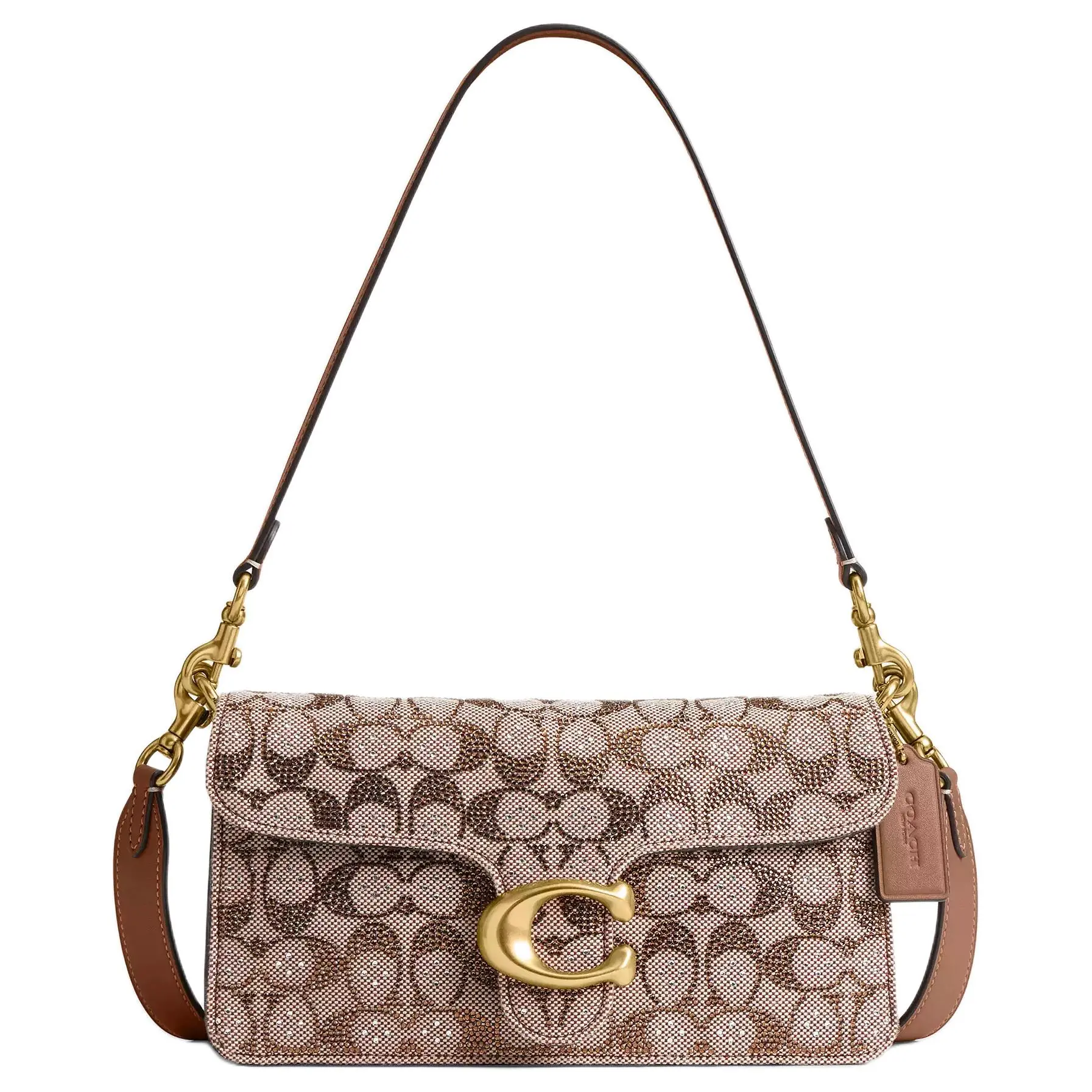 Coach Tabby 26 Crystal Emblem Jacquard Shoulder Bag in Natural Grain Nappa Leather for Women, Adjustable Crossbody Bag, Crossbody Shoulder Purses