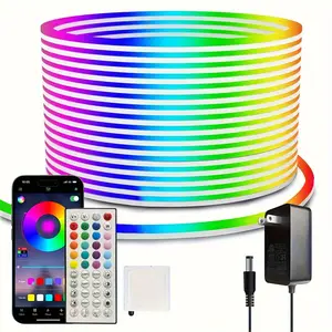 10m Neon LED Strip Lights 32.8ft, Flexible LED Neon Lights, Dimmable RGB LED Neon Strip Lights With Remote Control, Multiple Modes For Home Bedroom Indoor