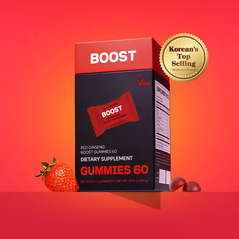 dr.blet Red Ginseng Gummies, 60 packets, Strawberry Flavor, Daily Energy, Immunity & Focus Support, Vitality & Alertness, Natural Wellness Support, Caffeine-Free, Easy Chew, Non-GMO, Gluten-Free, Vegan