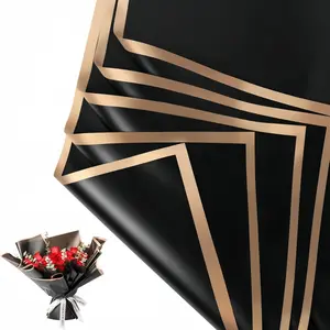 20 Sheets Rose Flower Wrapping Paper, Waterproof Bouquet Packaging Paper, Floral Shop Supplies for Wedding Birthday Gifts DIY, Rose Gold Magic Border, Elegant Packaging