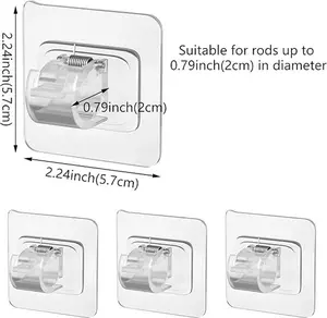 8 Pcs Self Adhesive Curtain Rod Bracket, 8 Counts Punch Free Curtain Rod Hook, Home Organizers for Bathroom Kitchen, Summer Gift, Summer Essentials, Storage Organizer Stainless Wall Smooth