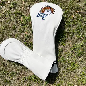 Cartoon Pattern Golf Club Head Covers, Golf Accessories, Durable PU Material, Dust-Proof Design, Ideal Gift for Weekend Golfers & Adventure Enthusiasts