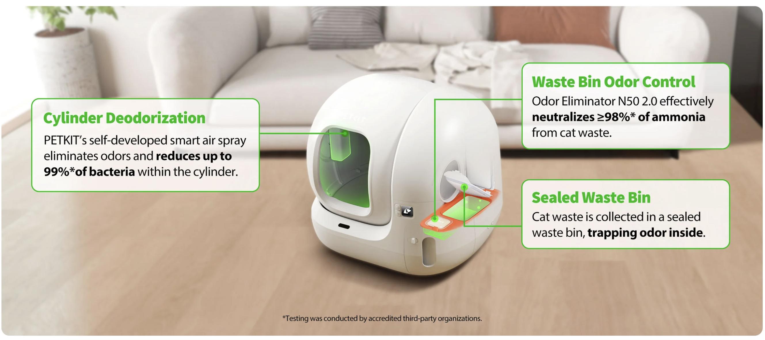 PETKIT PuraMax2 Odorless Automatic Universal Litter White Cat Litter Box Extra Large Self-Cleaning Litter Tray with xSecure/Odor Removal & APP Control