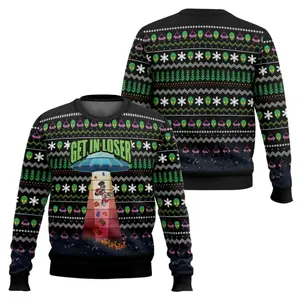 Get In Loser UFO Christmas Sweater – Funny Alien Holiday Knit Pullover for Men & Women | Ugly Xmas Party Outfit