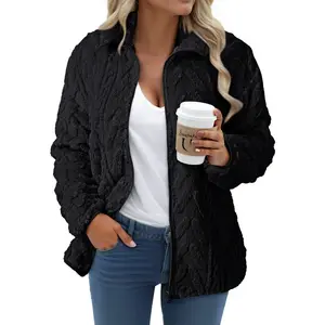 Dokotoo Winter Fleece Jacket for Women Zipper Up Zip Up Stand Collar with Pockets Coats