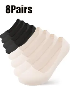 Women's Invisible Seamless Socks, Elastic Cotton Bottom Anti-Slip, Adjustable Fit, Perfect for Everyday Use, 8 Pairs