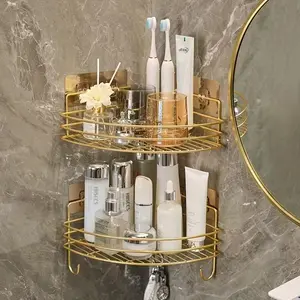 Luxury Metal Corner Shelf Set of 2, Wall Mounted, Painted Surface, Ideal for Kitchen and Bathroom Storage, Holds Cosmetics and More, Bathroom Shower Organizer