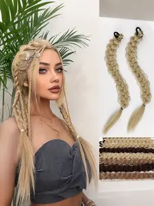 Women's Pre-Plaited Braided Ponytail Extensions, Fashionable Hairpiece for Daily Wear, Parties & Festivals, Easy to Use Synthetic Hair, Synthetic Braiding Hair