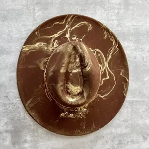 Gold Marbled Wide Brim Felt Rancher Hat