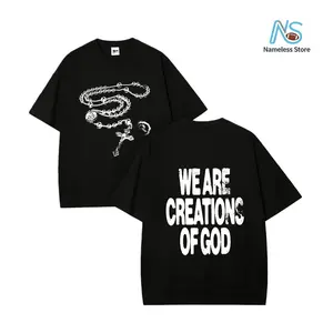 Y2K High - Street Religious - Themed Tee With 'We Are Creations Of God' Slogan (220g Cotton T-Shirt) Printed T-Shirts, Cotton T Shirt Unisex T-Shirts