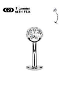 14G ASTM F136 Titanium Belly Button Rings for Women Floating Belly Rings Flat Back Belly Piercing Convex Base 5mm CZ Navel Rings Curved Barbell Internally Threaded Navel Belly Piercing Jewelry Flat Pierced Jewelry